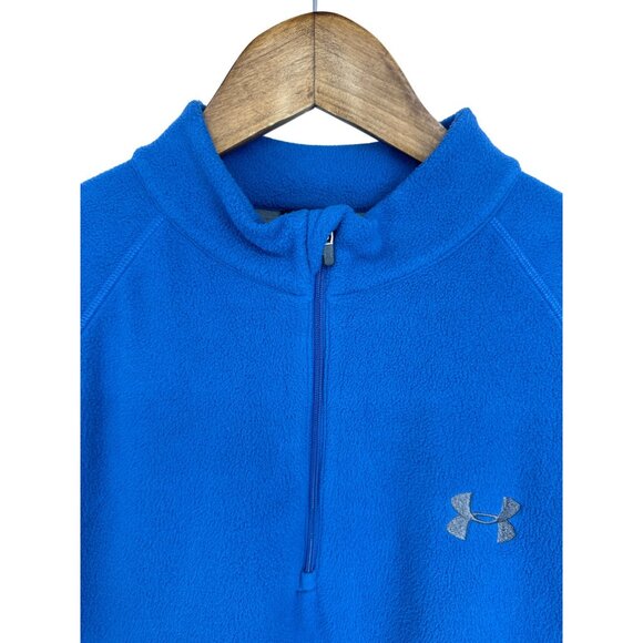 Under Armour Blue & Gray Fleece Pullover Half-Zip With Pockets Men's Size M - Picture 2 of 8